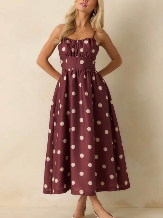 Dresses & Skirts - Brown Polka Dot Dress size small